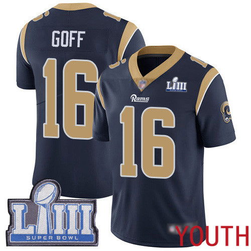 Los Angeles Rams Limited Navy Blue Youth Jared Goff Home Jersey NFL Football 16 Super Bowl LIII Bound Vapor Untouchable